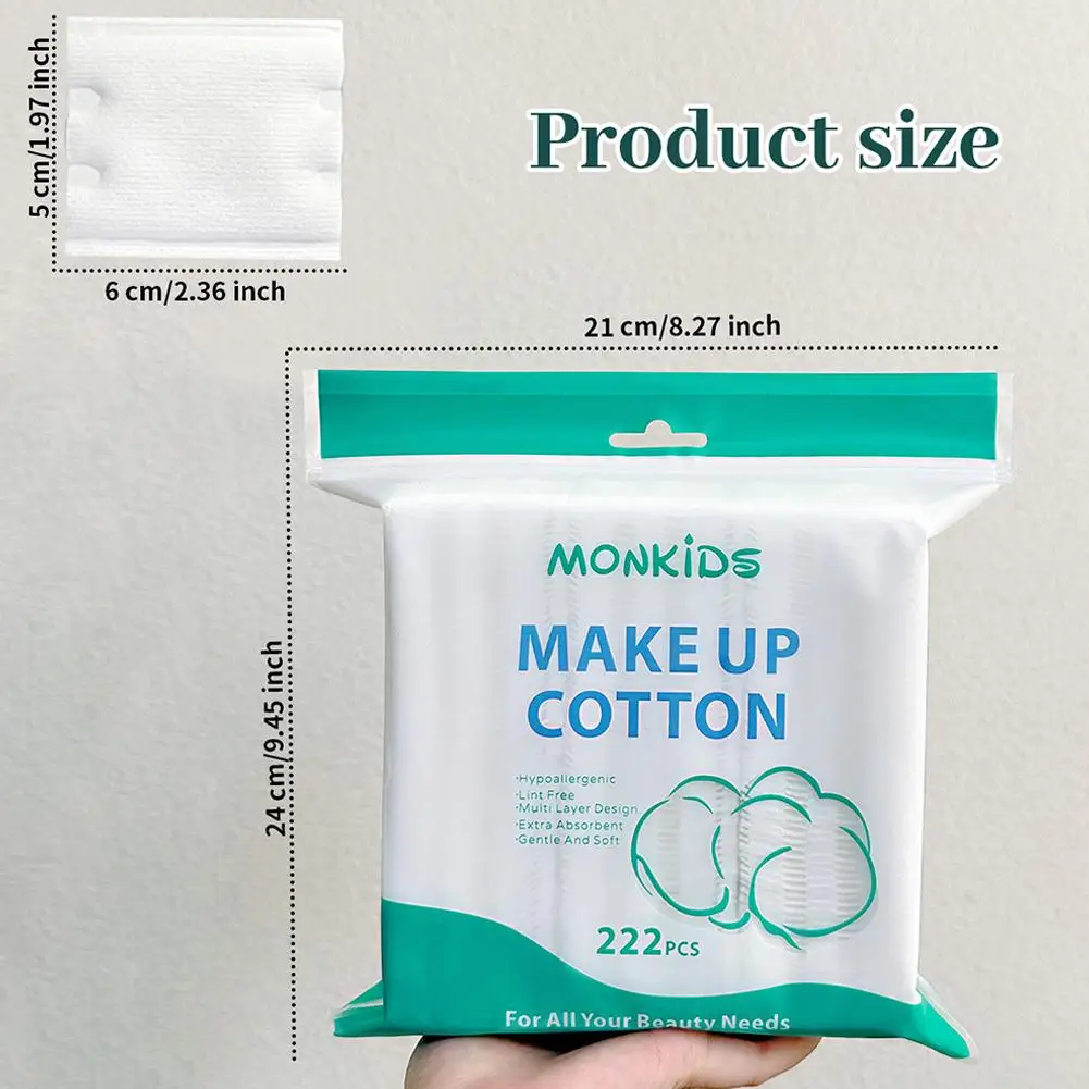222pcs Double Sided Makeup Remover Cotton Three-layer Thick Design Soft Makeup Remover Pads Face Cleaning Makeup Remover Tool