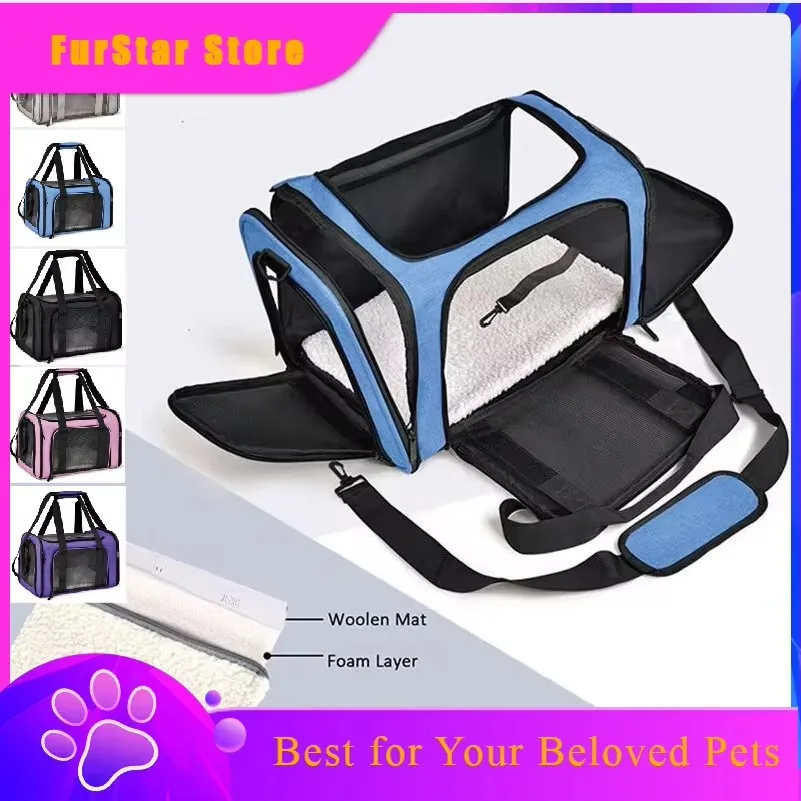 FurStarCat Bag Portable Backpack Foldable Pet Outing Outdoor Travel Portable Car Pet Steel Wire Skeleton Thickened Multi-layer M