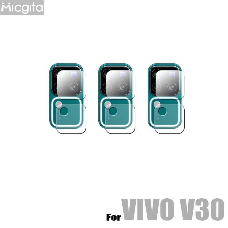 9D Curved Glass Protector For VIVO V30 Tempered Front Film and Soft Fiber Lens film For VIVO V30
