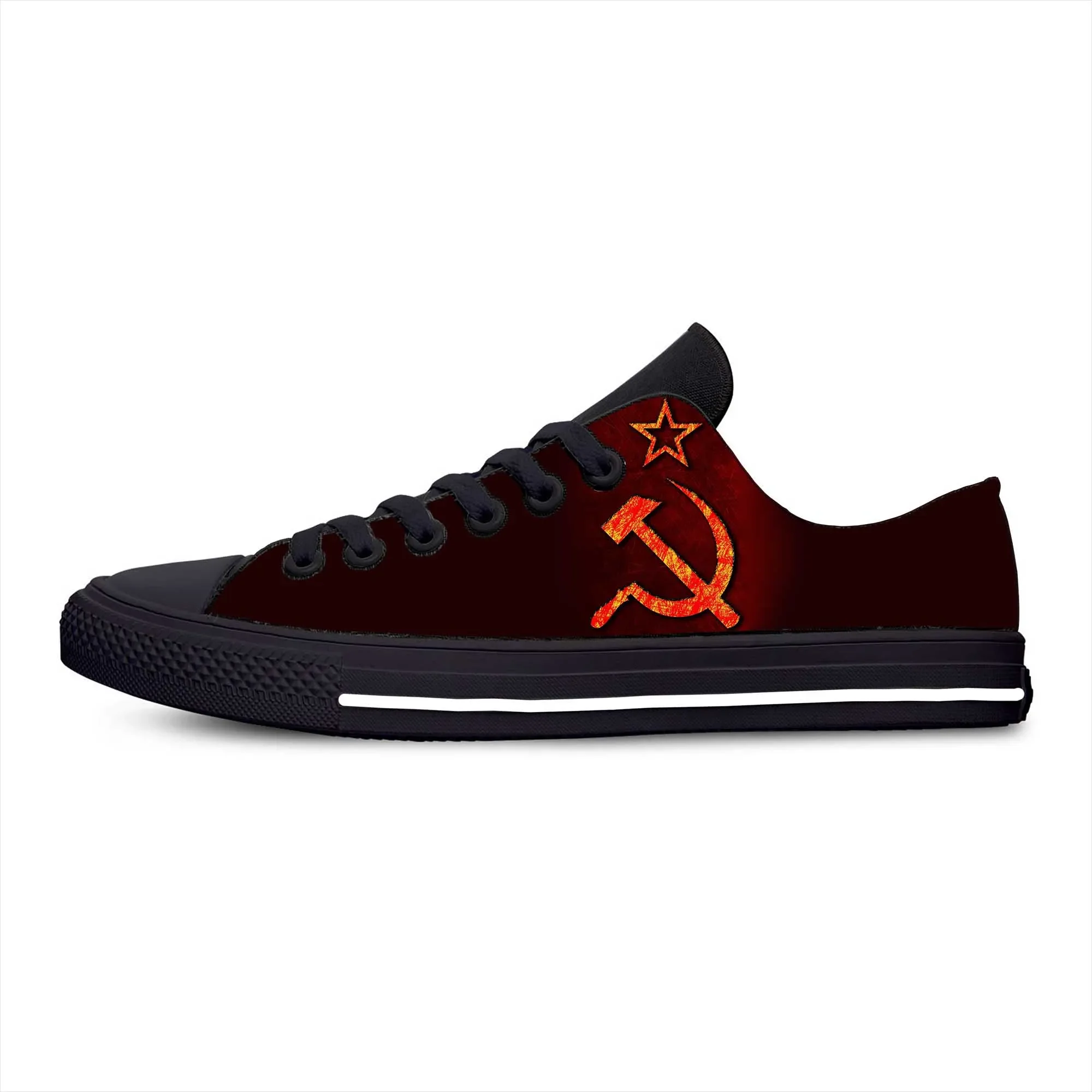 Homens e mulheres CCCP União Soviética 3D impressão casual pano sapatos, Rússia martelo, Foice tênis, baixo top, confortável, respirável