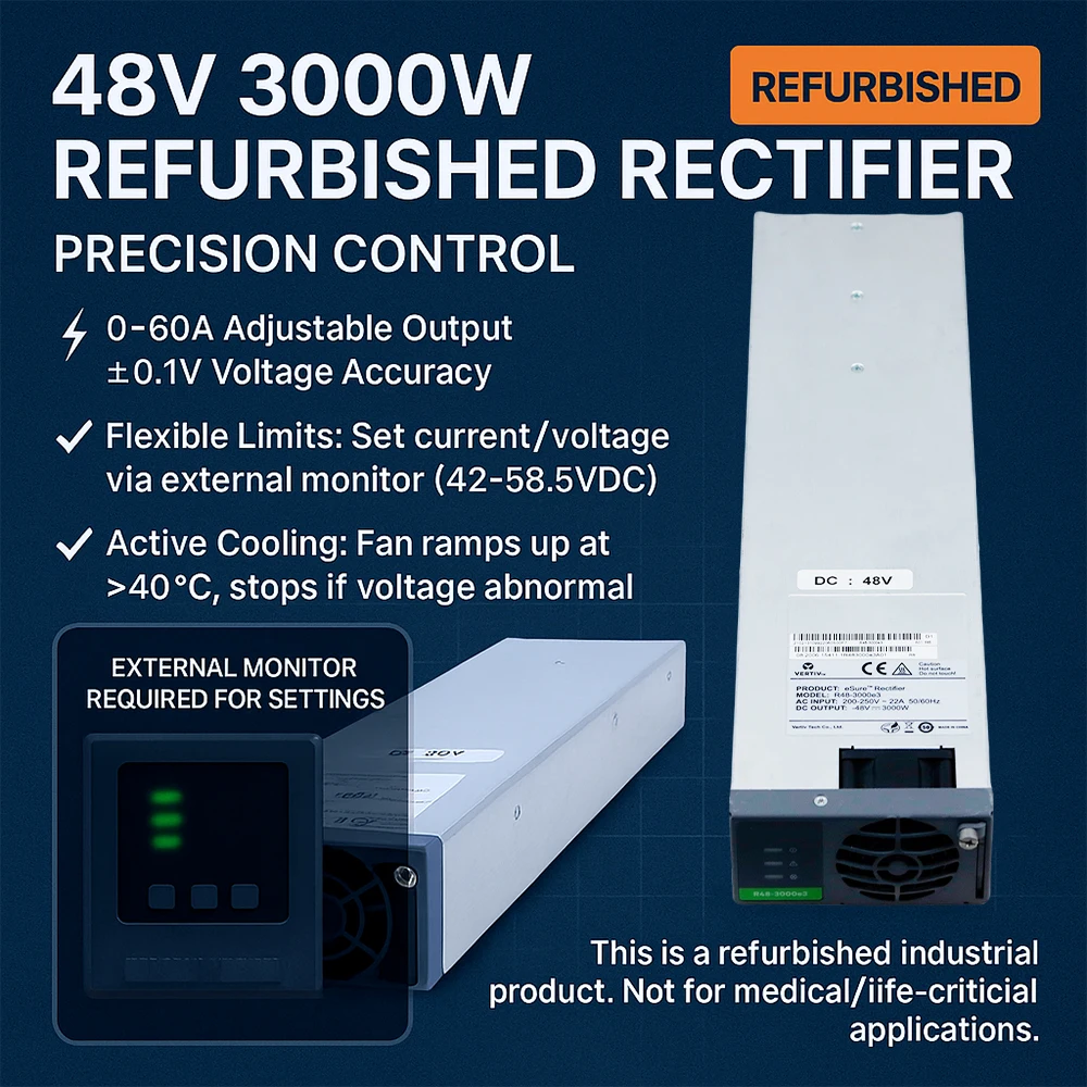 R48-3000e3 Communication Power Module, 48V/53.5V/58V Output, Used Pulled, for Induction Heater, With Interface Board