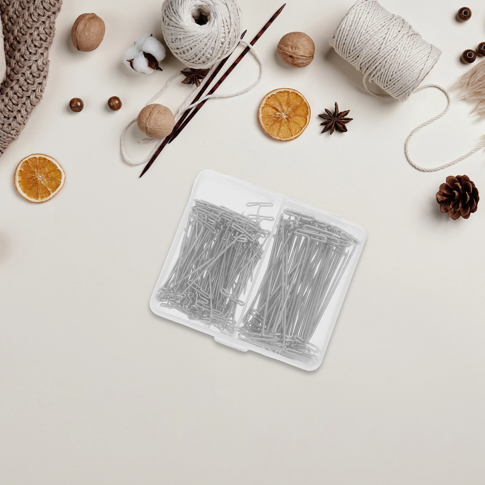 

150Pcs Metal T Shape Pins Stainless Steel Blocking Knitting Wigs Crafting Jewelry Wearresistant Storage Box Included