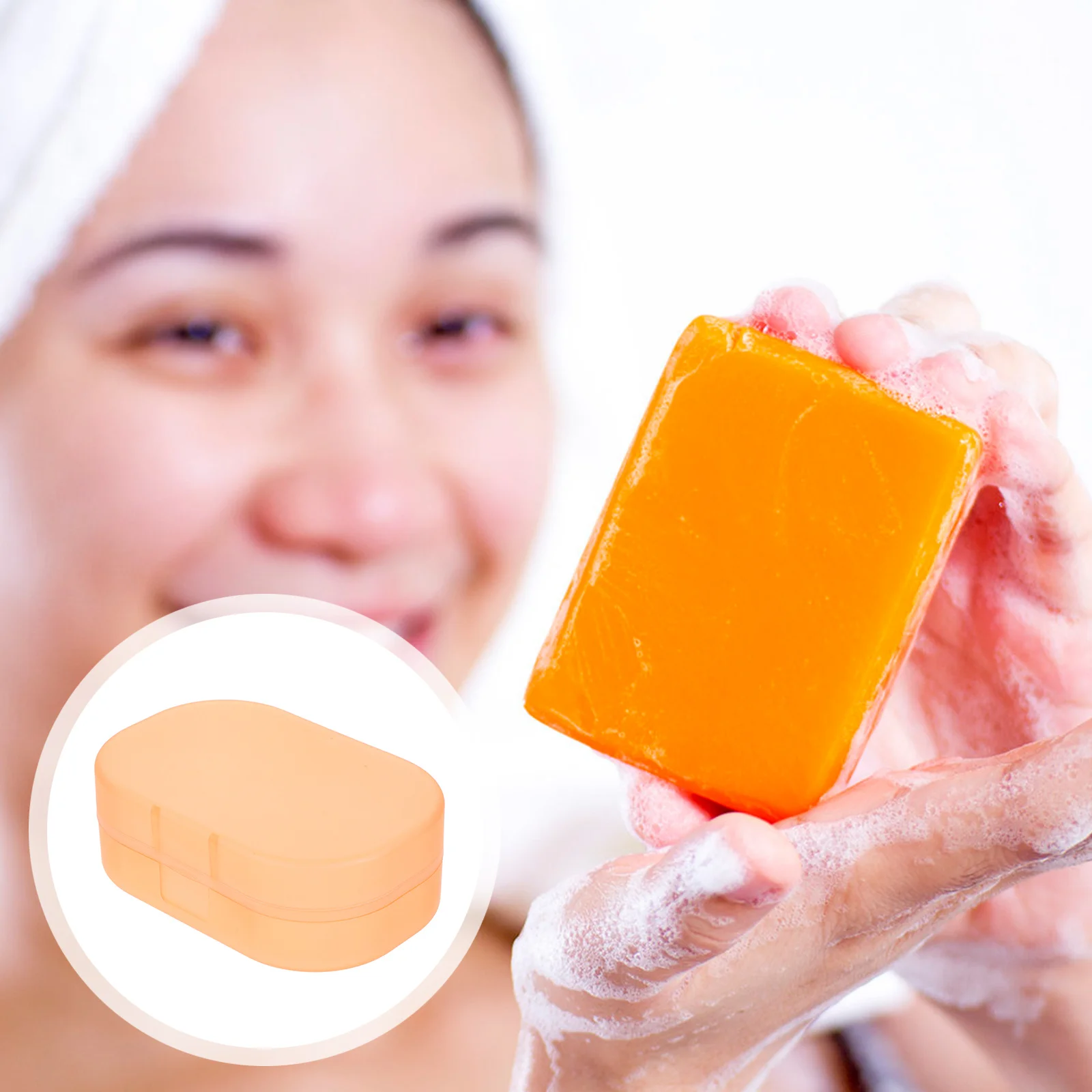 

Soap Box with Lid Portable Bar Soap Container Transparent Design Absorbent Sponge Storage for Travel Bathroom Home Use