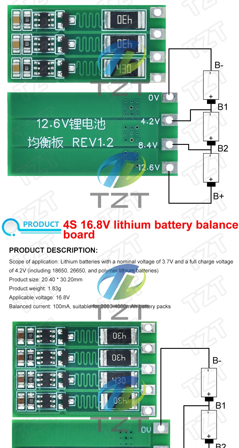 TZT 1/2/5PCS 2S 3S 4S Balance Board 8,4 V 12,6 V 16,8 V 18650 Polymer Li-Ion Lithium Batterie Balancer BMS 100mA Ausgewogene Strom – Detail 2
