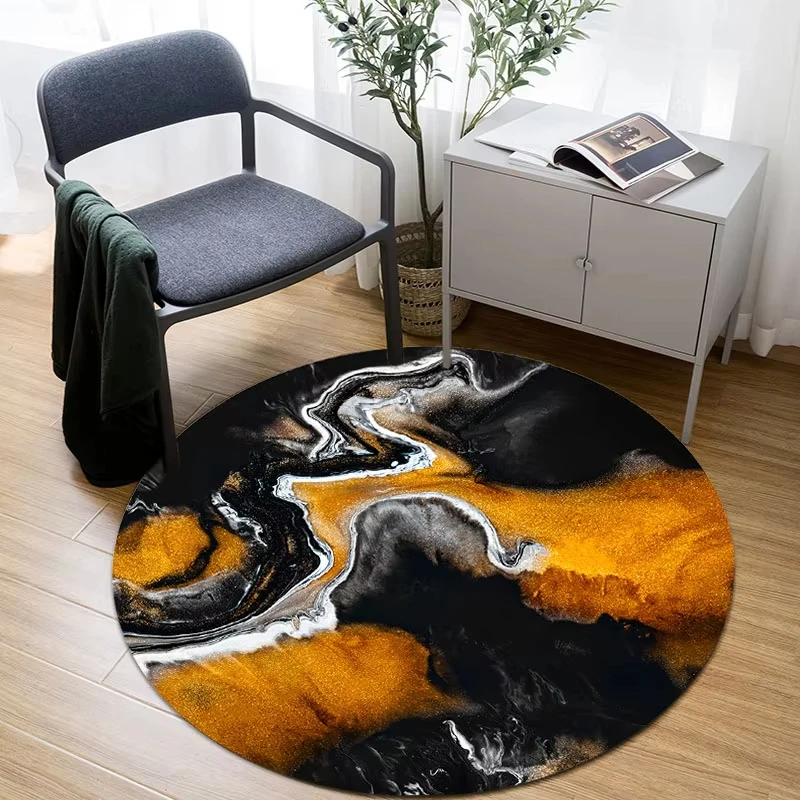 

Marbled Round Rug – Non-Slip Circular Carpet for Living Room Bedroom & Dining Room Floor Decor