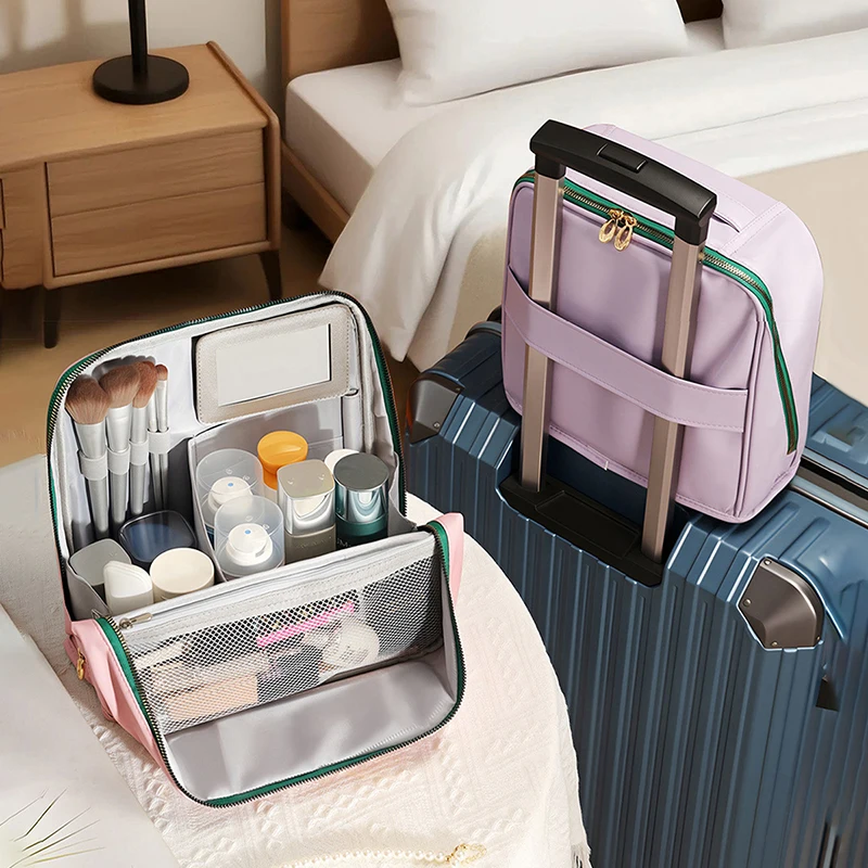 1 Piece Large-capacity Cosmetic Bag,Easy To Carry, Can Be Hung On A Suitcase,A Travel Essential, Vertical Pencil Case Organizer.