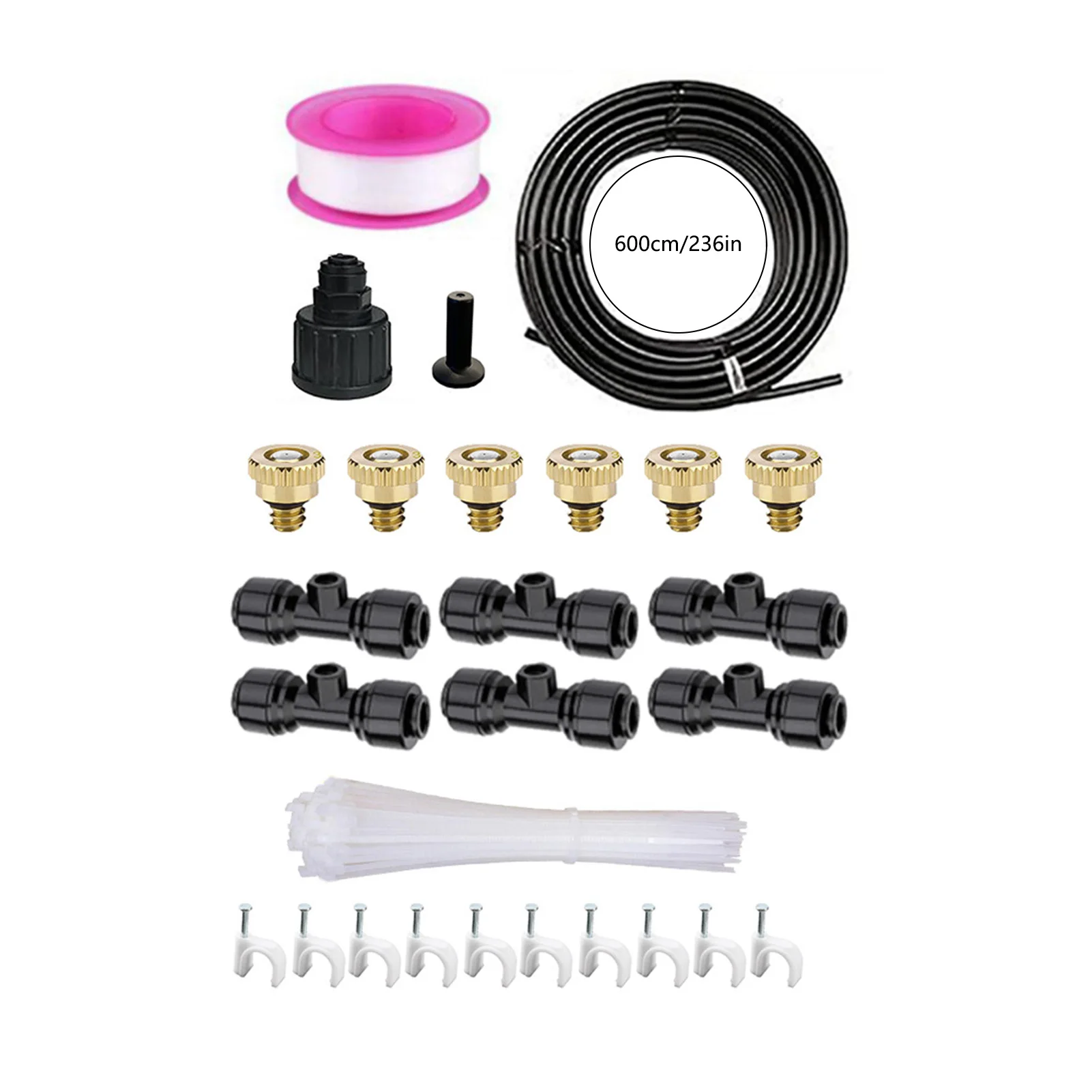Garden Low Pressure Misting System Cooling Kit For Summer Patio With Stainless Nozzles And Quiet Fan