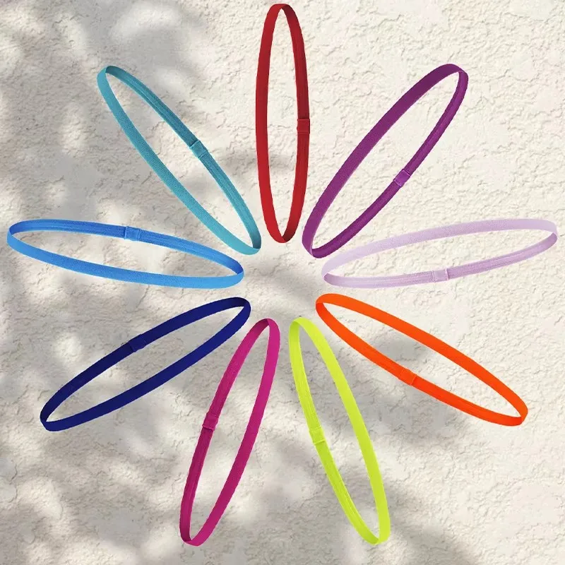 

5/15Pcs Candy Color Women Men Yoga Hair Bands Sports Headband Girls Sport Anti-slip Elastic Rubber Sweatband Football Running