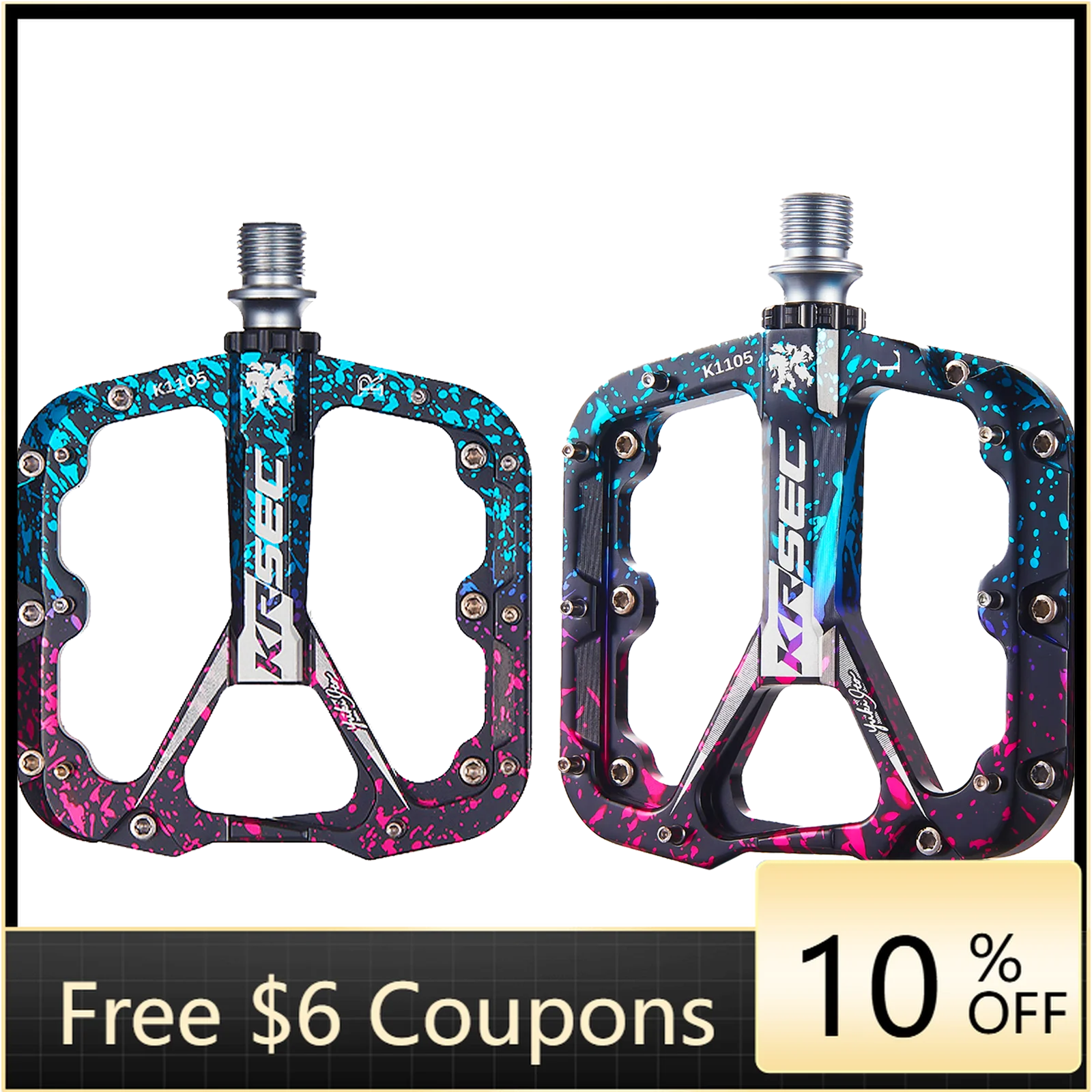 

STLF Aluminum Alloy Camo MTB Pedals 3-Pin Sealed Bearing Bike Pedals with Tactical Design for Road Bicycles