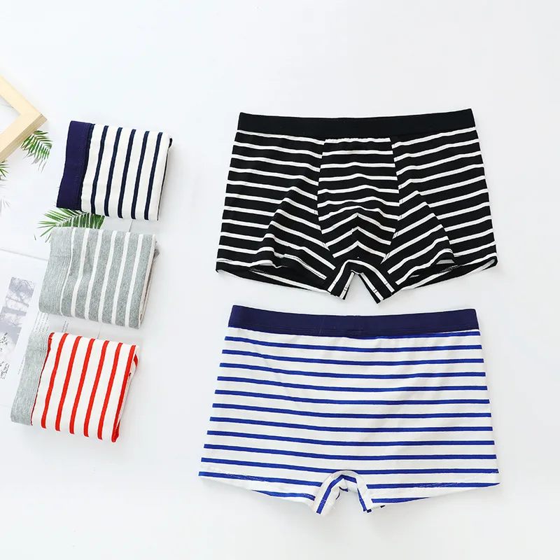 Men\'s Underwear Cotton Striped Men\'s Underwear Sexy Mid-waist Breathable Comfortable Personality Boxer Shorts Panties