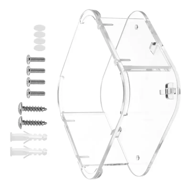 R53C Small Computer Desk Holder in Clear Acrylic, Stand Case with Support Base