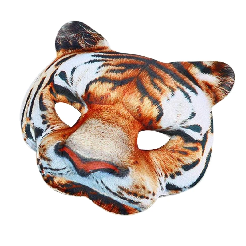 Maska Tigre Leopard Mask 3D Animal Half Face Mask, Halloween Party Cosplay Costume