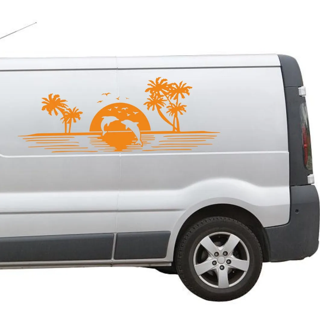 New Car Stickers For Van Camper Horsebox Caravan RV Cargo Graphics Dolphins Swimming Styling Decor Decal Auto Tuning Accessories