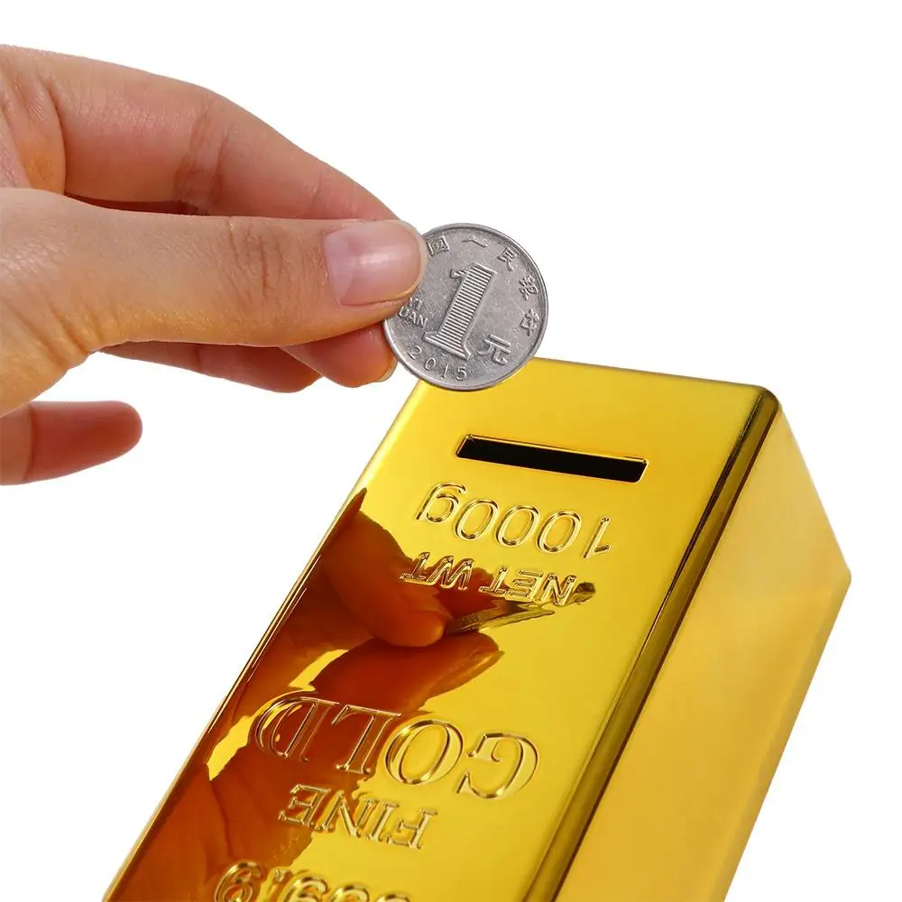 بنك عملات معدنية من السبائك الذهبية الصناعية ، بنك أصبع بلاستيكي محاكاة إبداعية ، طوب ذهبي مزخرف فريد ، 1 *