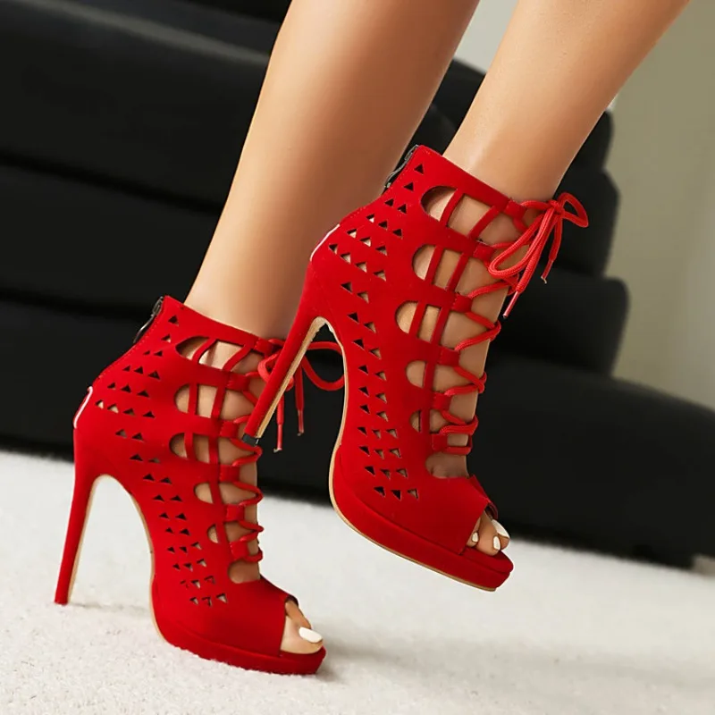 2026 Spring/Summer New Style Women's Open-Back Cross-Strap High Heel Pointed-Toe Fish Mouth Sandals Available in Sizes 34 - 50 view 5