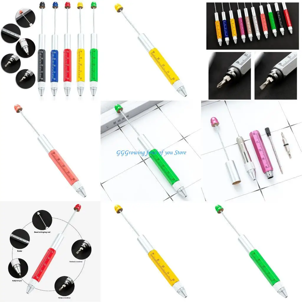 

H9EB Multifunctional 5 In 1 Multi Tool Pen With Screwdriver Ballpoint Scale Ruler