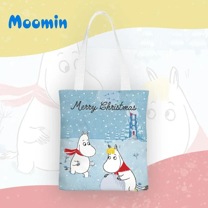 Popular Moomins Cute Cartoon Anime Large Capacity Canvas Bag Kawaii Character Creativity Cute Printing Leisure Shoulder Bag Gift