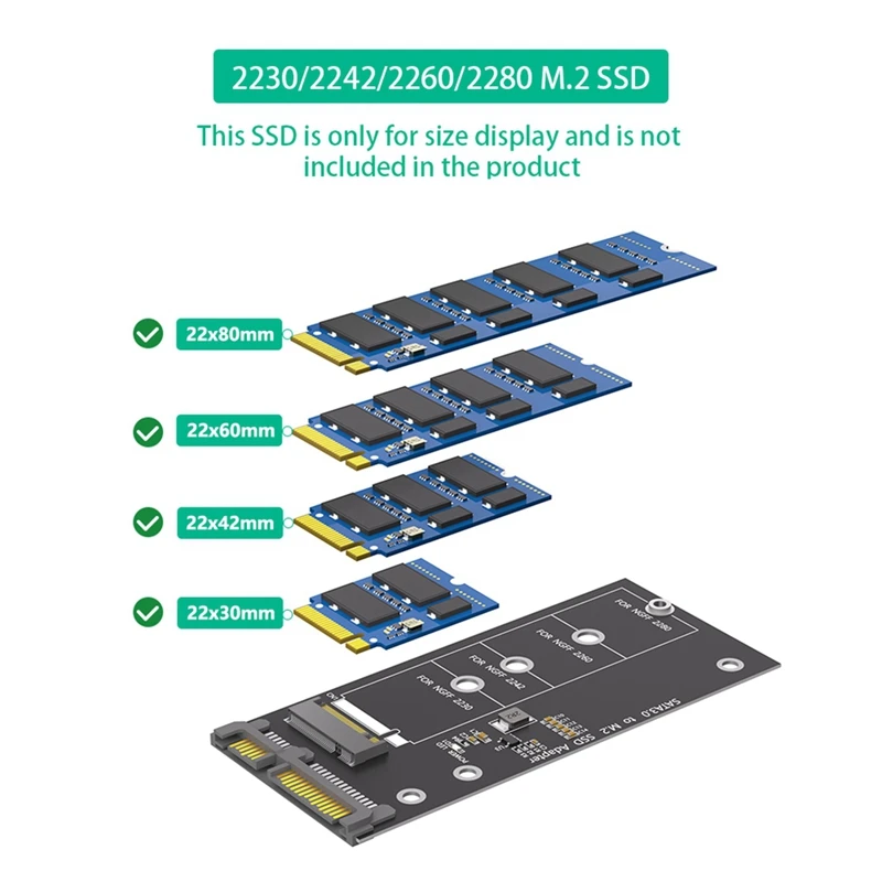 M.2 NGFF To SATA Adapter Card B Key/B & M Key SSD Converter For NGFF M.2 2280 2260 2242 2230 SSD (Not For M.2 NVME)