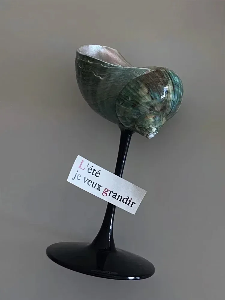 Creative Retro Niche Wine Glass Natural Conch Shell Champagne Glass Metal Handle Home Decoration Ornaments Kitchen Barware Set