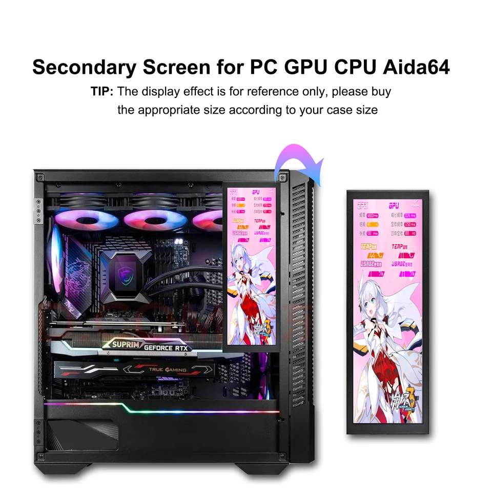 Wisecoco 7.84 インチ 1280x400 ミニポータブルモニター PC スクリーン