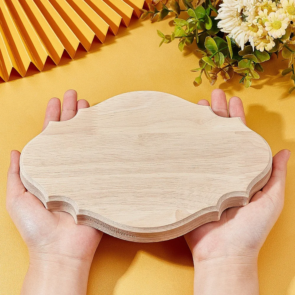 1pc Undyed Wood Basement for Furniture Fixing Oval White 222x150x18mm for Handmade Gift