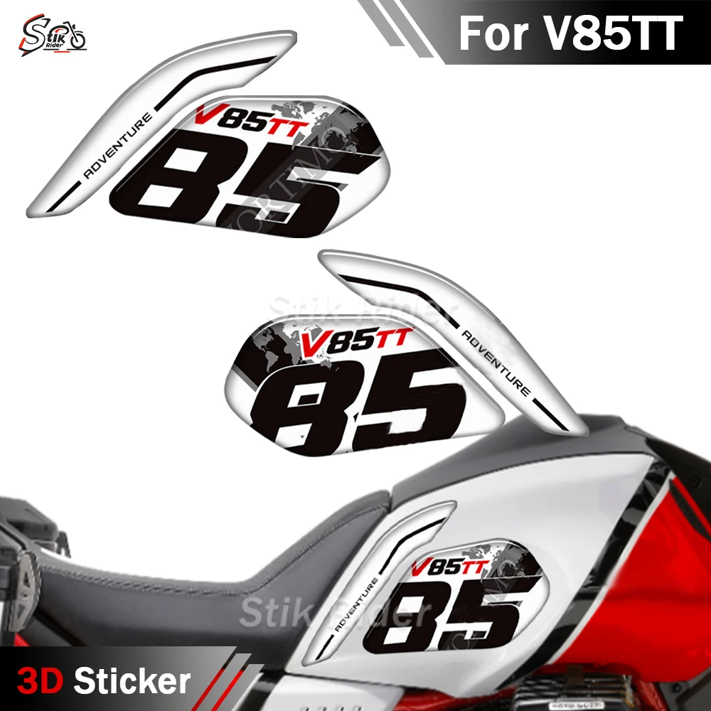 

For Moto Guzzi V85TT V85 TT v85tt Motorcycle accessories Non-Slip Side Fuel Tank Stickers 3D Gel Resin Stickers Kit