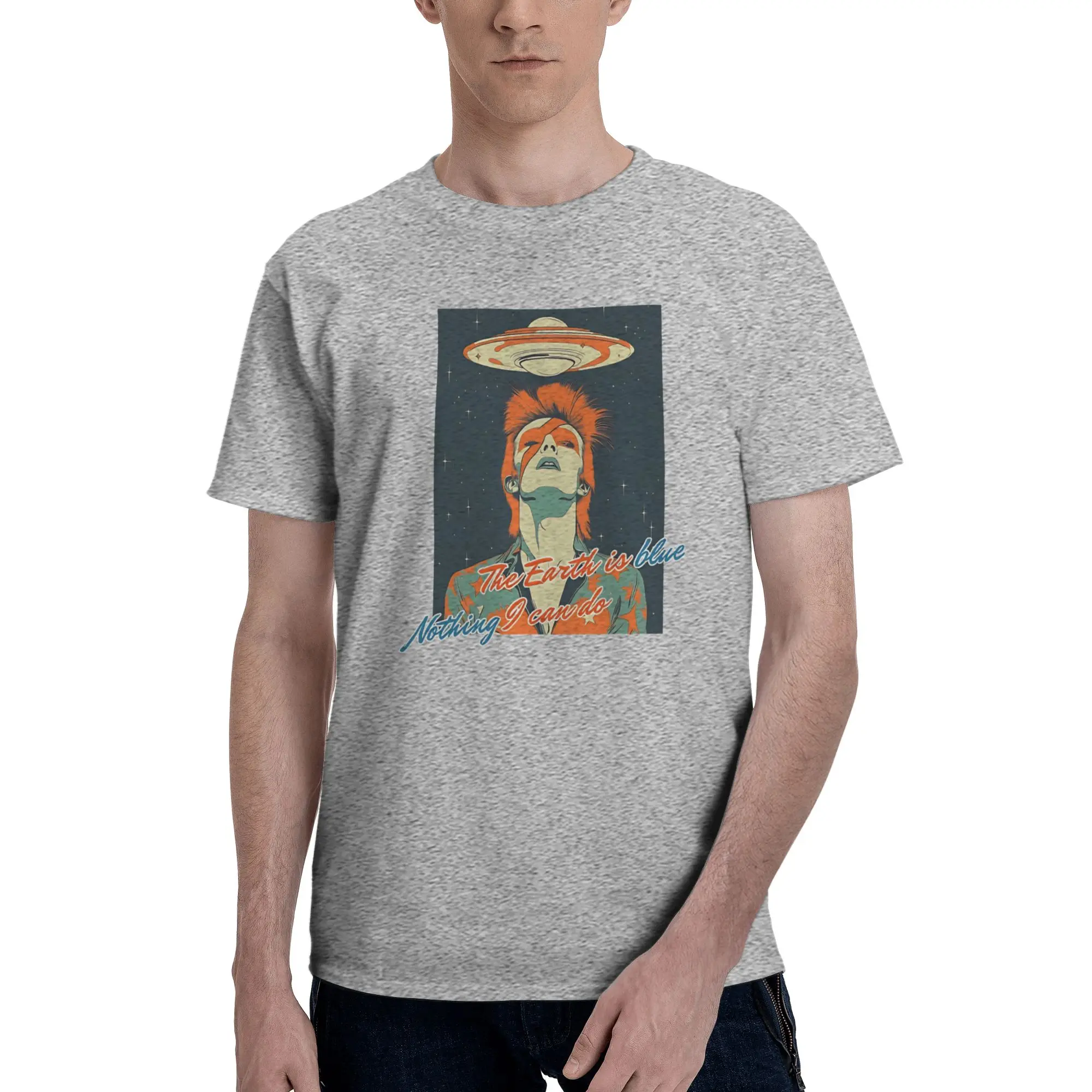 1 Piece Music Novelty 100% Cotton T-Shirt Aladdin Sane Tops Tees For Men