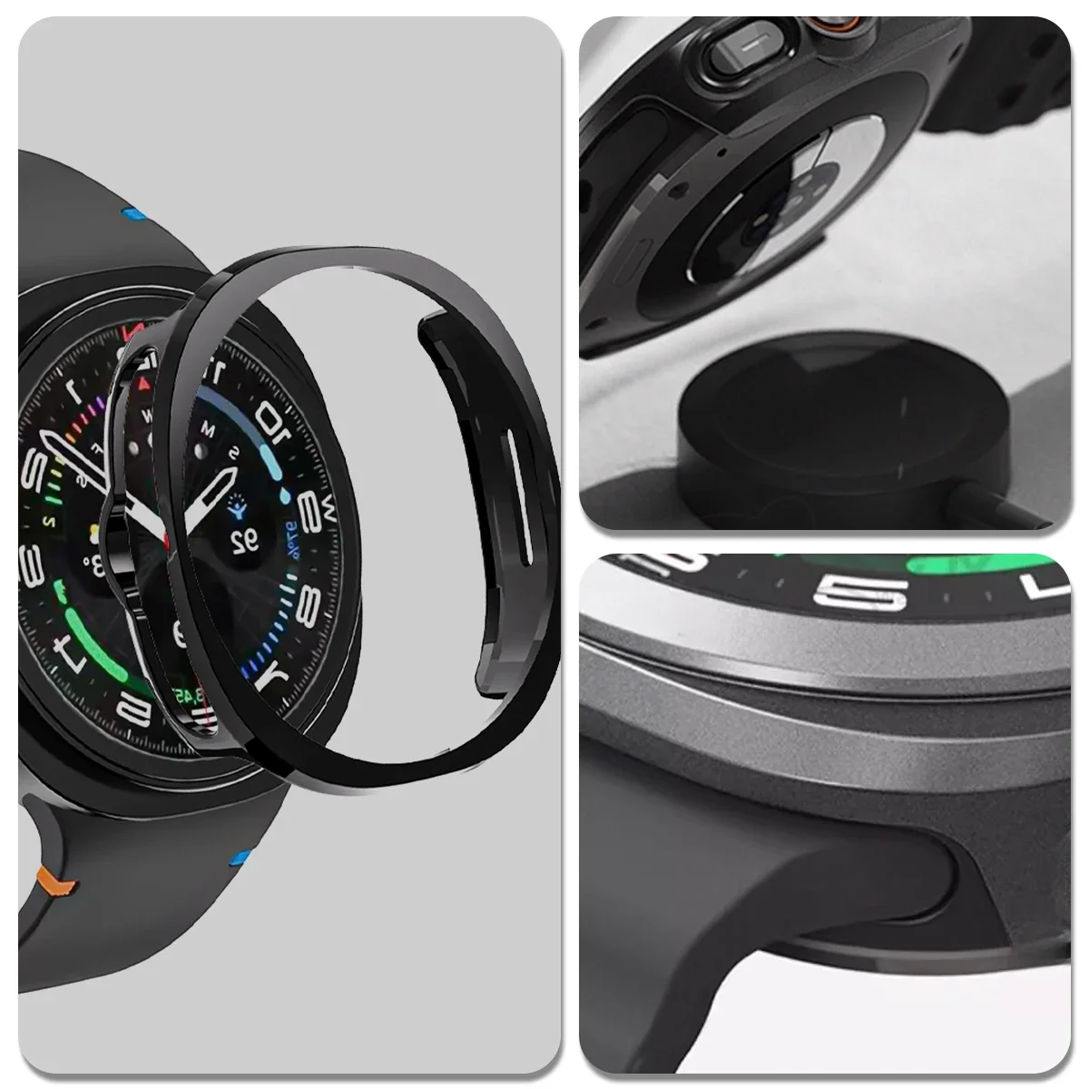 Funda de PC + banda de silicona para Samsung Galaxy Watch 8, pulsera de 40mm y 44mm, funda protectora hueca para Galaxy Watch 8, accesorios de banda