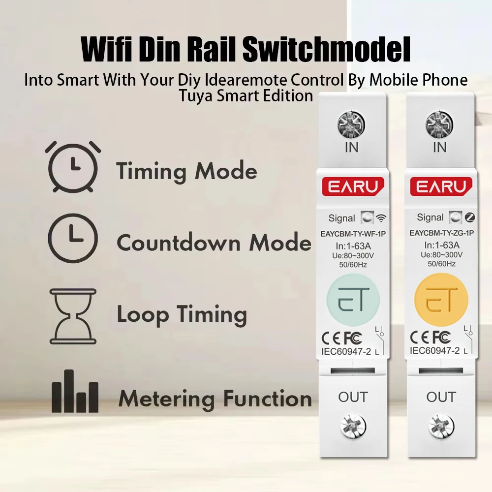 1P TUYA APP Zigbee WIFI Smart Energy Power Consumption kWh Meter Circuit Breaker Time Relay Switch Voltage Protection 4