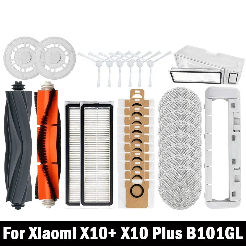 For Xiaomi Robot Vacuum X10+ X10 Plus B101GL Spare Parts Accessories Main Side Brush Hepa Filter Dust Bag Rag Mop Stand Dust Box