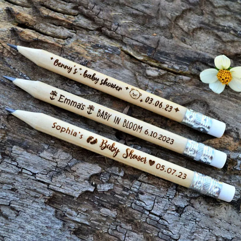 

Personalized Engraved Wooden Pencils Rustic Baby Shower Wood Pencils Custom Pencils Wedding Gift Favors Baby Shower Party 10CM