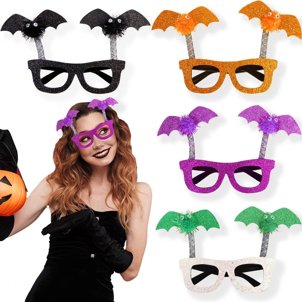 

Cute Glitter Halloween Glasses Bat Shape Plastic Bats Funny Glasses Ghost Cosplay Cosplay EyeGlasses Party Decoration