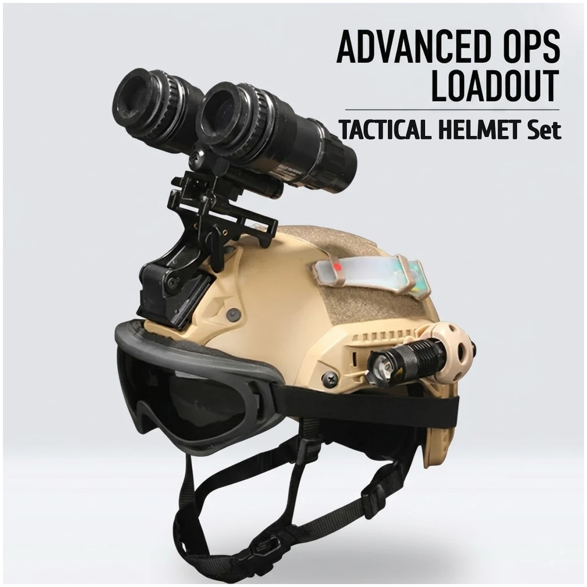 FAST Kids Tactical Helmet Set with Night Vision Model & Goggles & Flashlight for Role Playing CS War Games Airsoft Paintball Etc