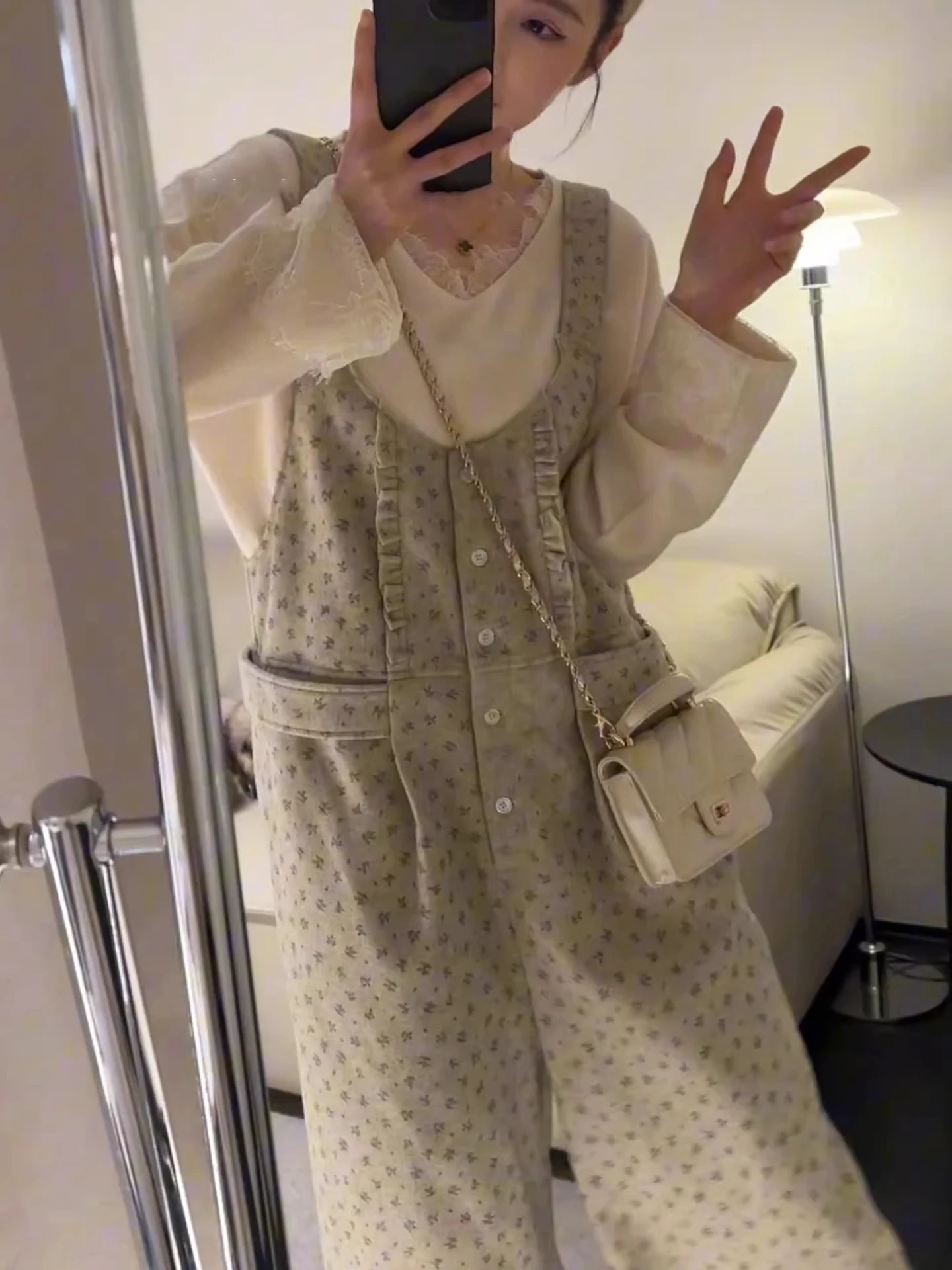 

Женский комбинезон Laid-ba с цветочным принтом, широкими штанинами, весенняя новинка, омолаживающий эффект, стройнящий, универсальный, для повседневной носки, с высокой талией, длинный