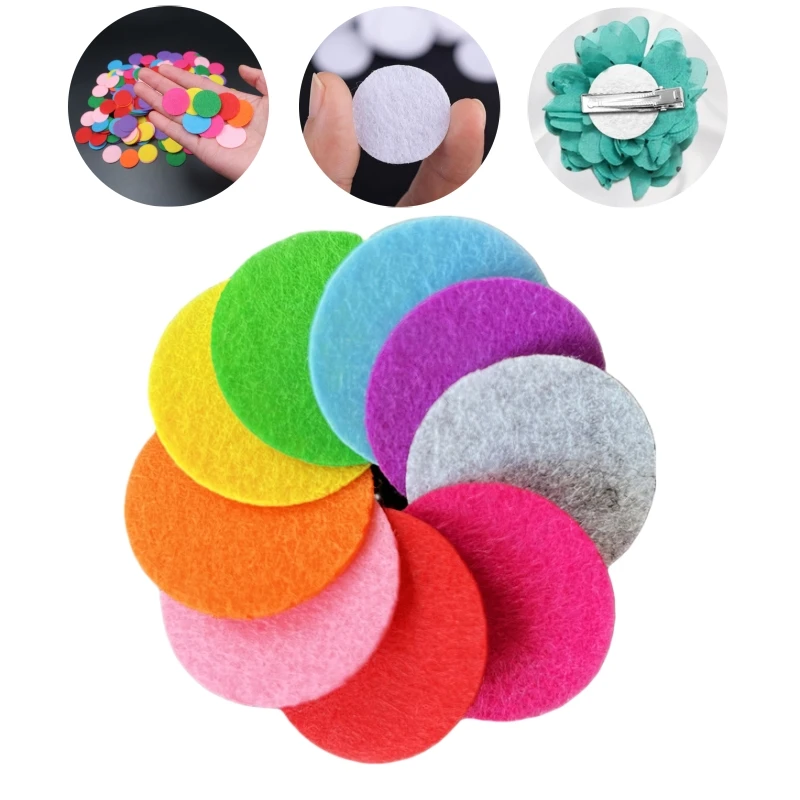 100-200Pcs Colored Non-woven Felt Fabric Patches 15-45mm Round Dots Appliques for DIY Jewelry Making Accessories Scrapbook Decor