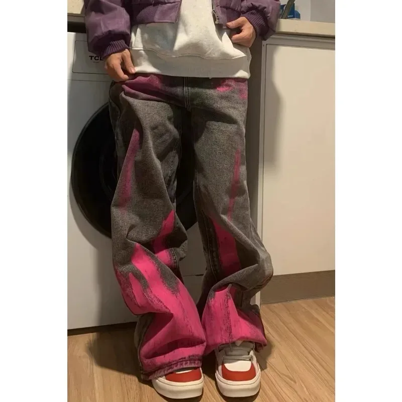 Deeptown Y2k Vintage Gothic Women Purple Jeans Oversized High Waist Wide Leg Denim Pants Hip Hop Streetwear Japanese 2000s Style