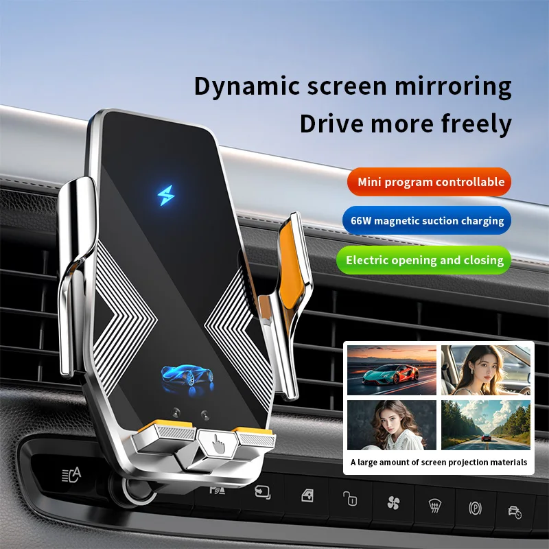 

1.14″ IPS DIY Screen Mirroring 15W/66W Magnetic Car Charger – IR Auto Clamp, 360° Rot, Built‑in Battery for iPhone & Android