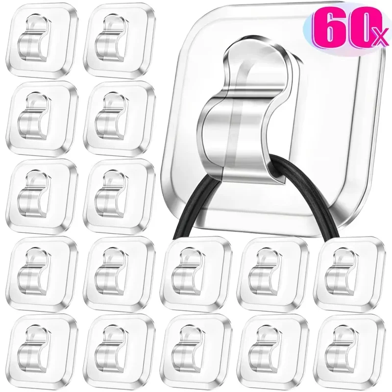 Transparent Cable Hooks Organizer Light Wire Fixing Hook Waterproof Self Adhesive Wire Holder Wall Hook for Hanging String Light