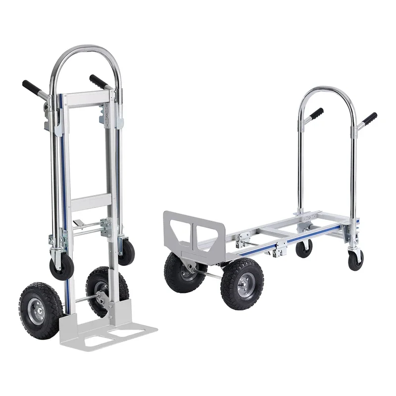 Folding Hand Truck Aluminum Heavy Duty Industrial Collapsible Dolly Cart for Transport and Moving in Warehouse Supermarket