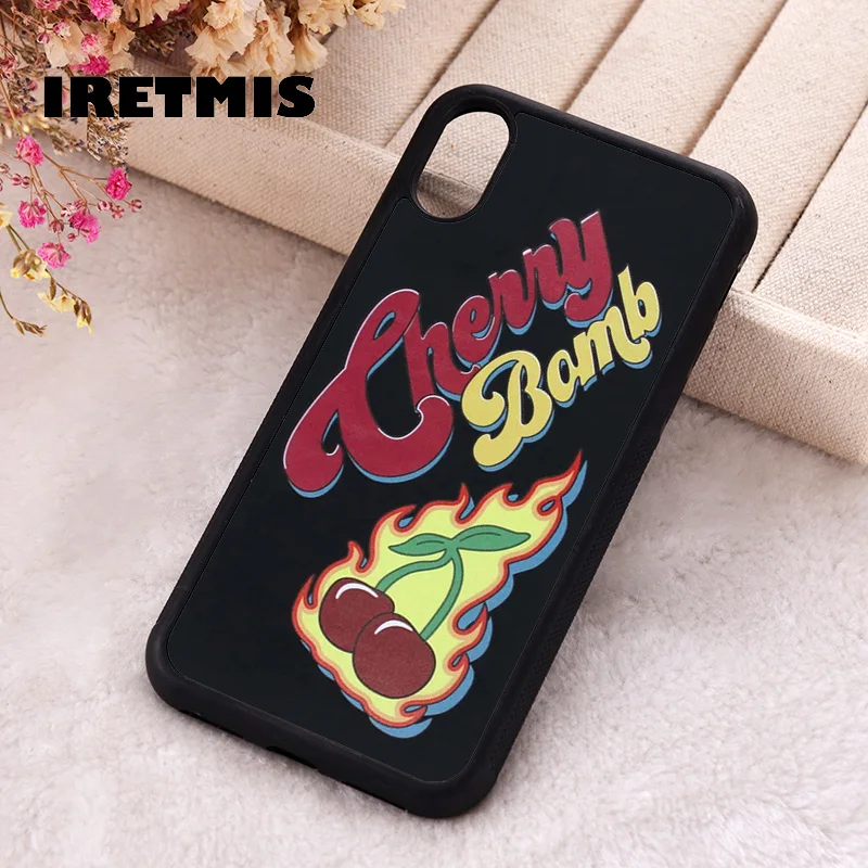 Iretmis Phone Cover Case For iPhone X XS Max XR 11 12 13 PRO MINI 14 15 16 Plus Rubber Silicone Cherry Bomb Print