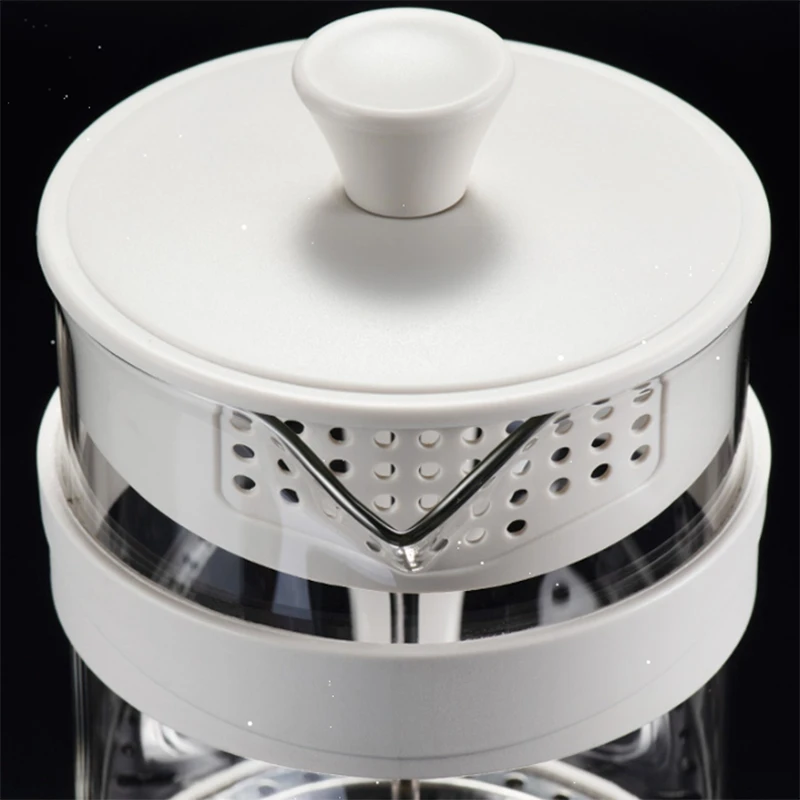 [NEW!A65Z】 French Press Coffee Maker, White Coffee Presses Tea Makers With Borosilicate Glass Cold And Hot Brew Coffee