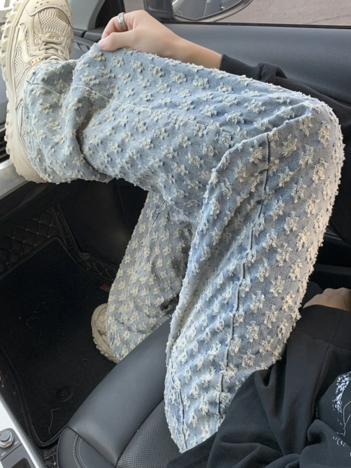 

Light Blue Oversize Straight Leg Jeans Men's American Vintage Waed Denim High Waist Slimming Long Trousers Youth Trend