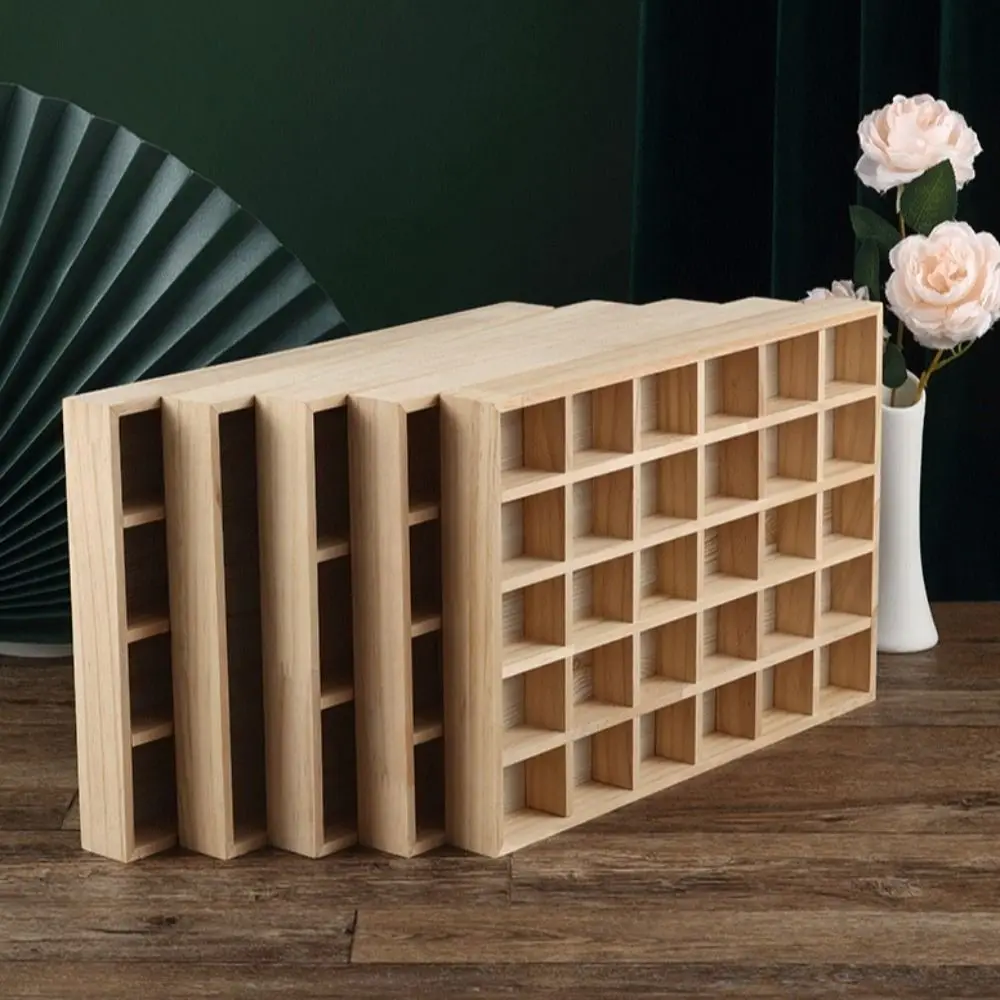 Solid Wood Jewelry Display Tray Divider 6/12/24/36 Grids Necklace Storage Box Vintage Trinket Organizer Ring Earring Holder