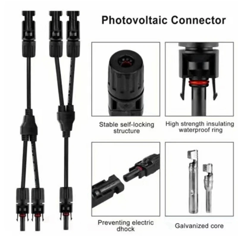 Y-образные параллельные соединители для солнечных батарей с кабелем-адаптером PV, набор инструментов для солнечных панелей (M/FF + F/MM)