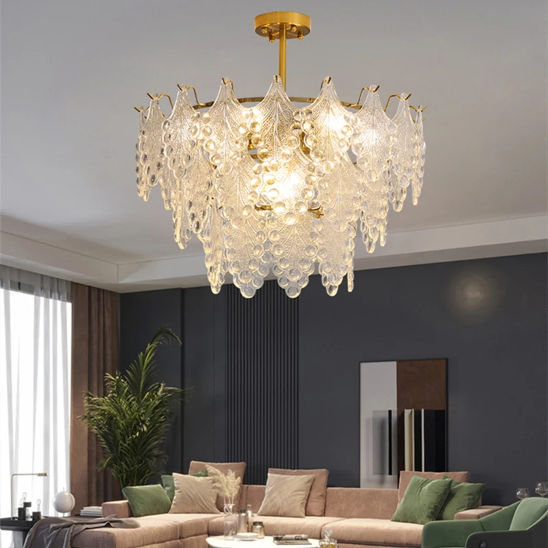 Retro Luxury Multilayer Glass Ceiling Chandelier For Bedroom Living Room Kitchen Pendant Lamp Furniture Decorative Lighting