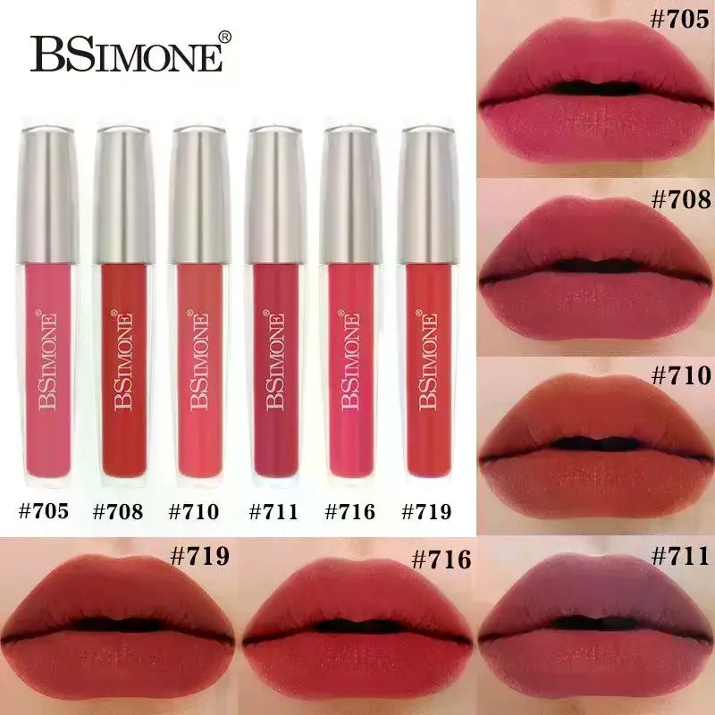 Bsimone batom fosco à prova d'água, hidratante de longa duração, copo antiaderente, nude, presentes de natal e dia dos namorados