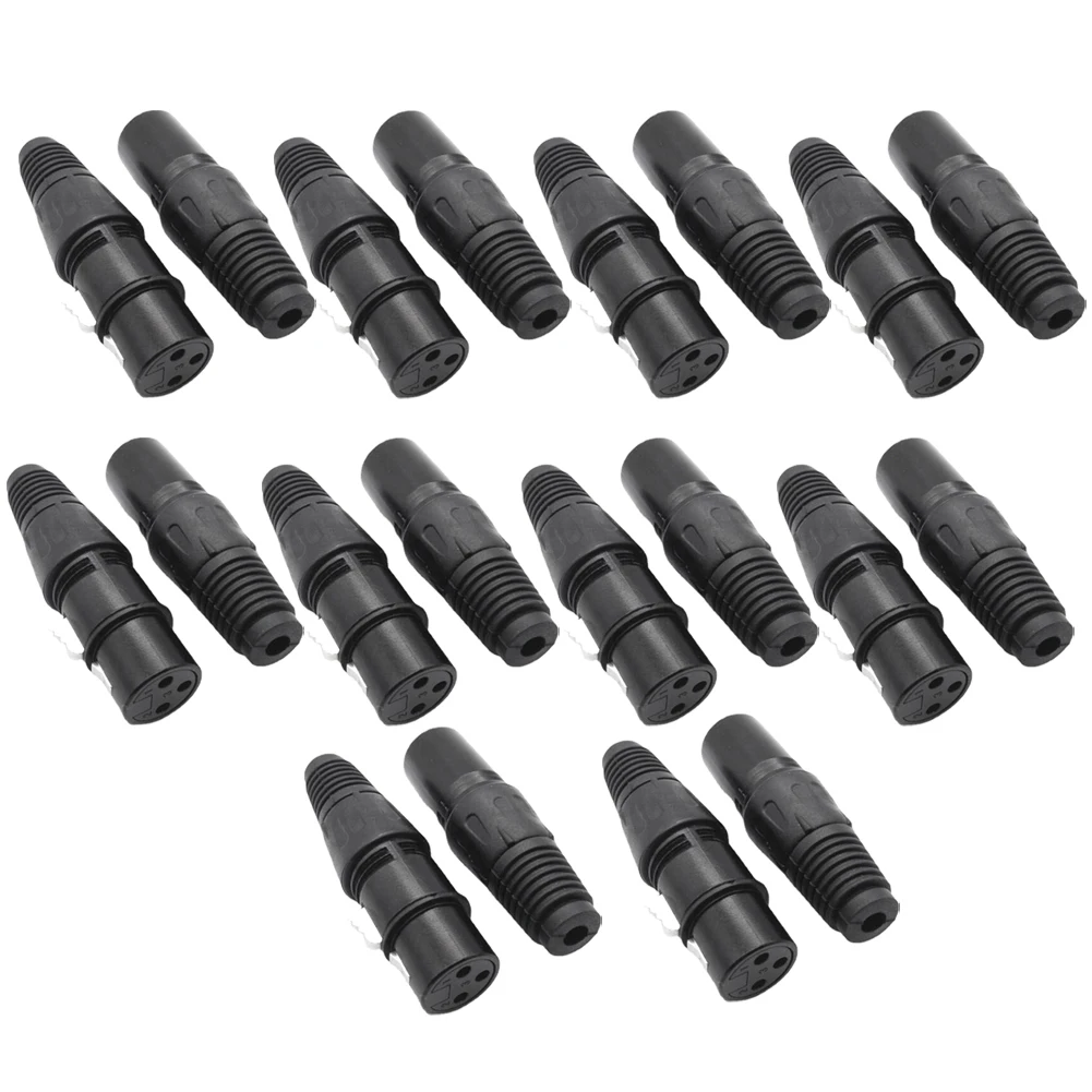 Cabos de áudio XLR de 3 pinos microfone macho e fêmea, conectores de cabo cobra MIC, 10 pares