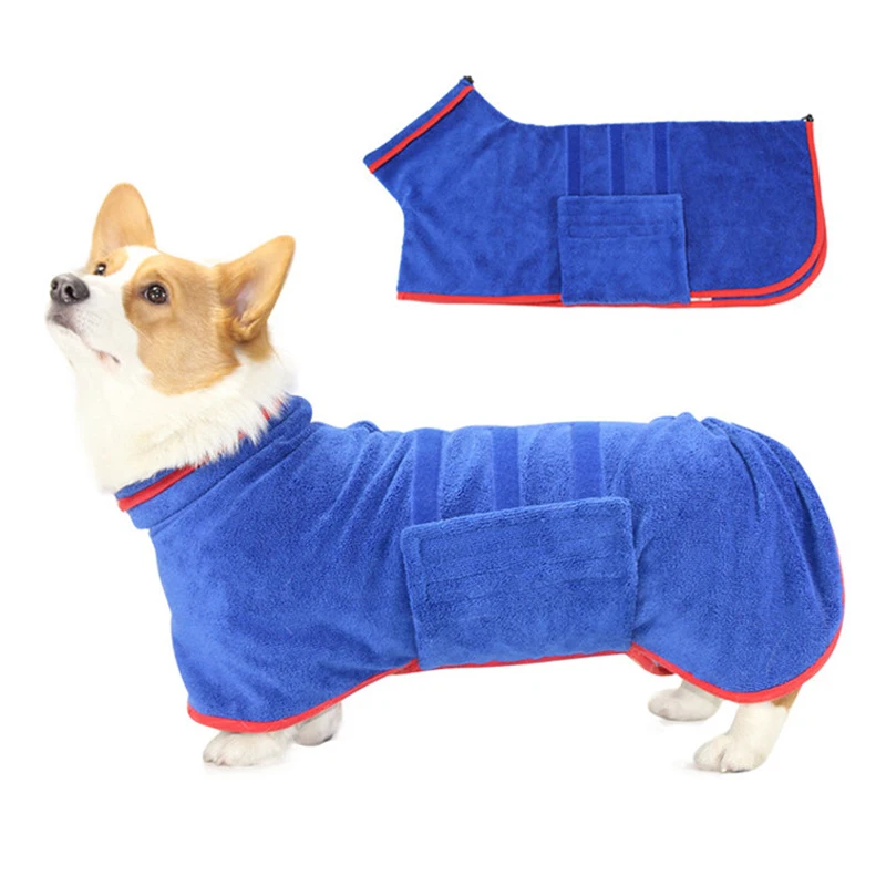 

Dog Bathing Supplies Dog Bathrobe Microfiber Dog Drying Coat Super Absorbent Luxurious Soft Pet Bath Towel Adjustable Warm