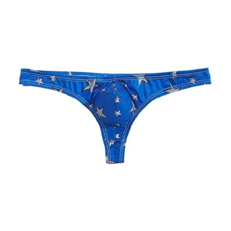 Men's Ice Silk Men's Briefs Printed Sexy U-Bag Panties Sexy Style Low Waist Thong