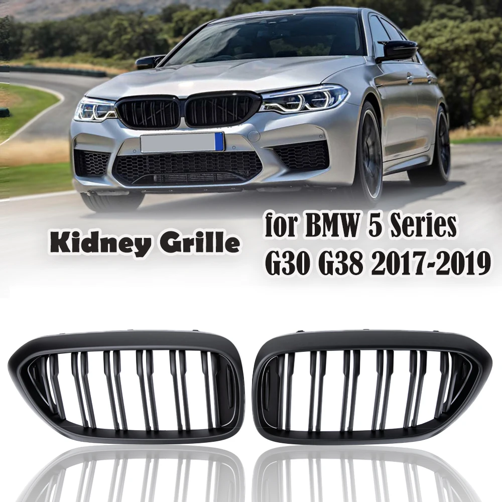 

1 Pair ABS Double Slats Glossy Black Grills Front Kidney Grille Grill For Bmw 5 Series G30 G38 525I 530I 540I 550I 2017-2020